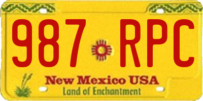 NM license plate 987RPC