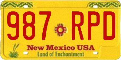 NM license plate 987RPD