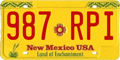 NM license plate 987RPI