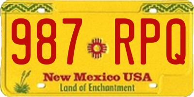 NM license plate 987RPQ
