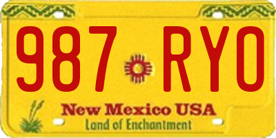 NM license plate 987RYO