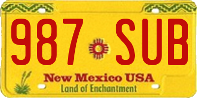 NM license plate 987SUB