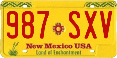 NM license plate 987SXV