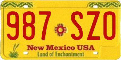 NM license plate 987SZO