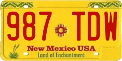 NM license plate 987TDW