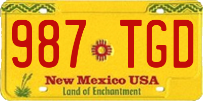 NM license plate 987TGD