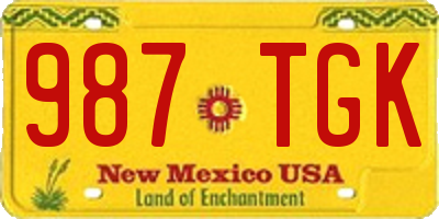 NM license plate 987TGK