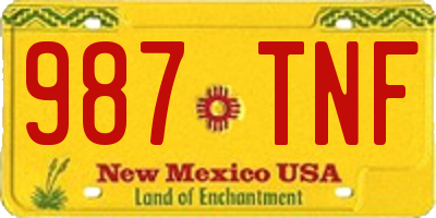 NM license plate 987TNF