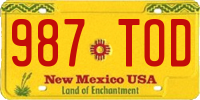 NM license plate 987TOD