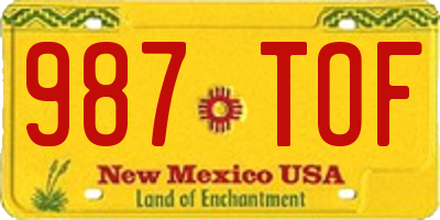 NM license plate 987TOF