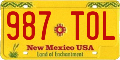 NM license plate 987TOL