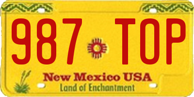 NM license plate 987TOP