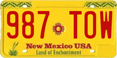 NM license plate 987TOW