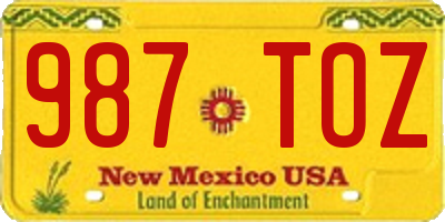 NM license plate 987TOZ