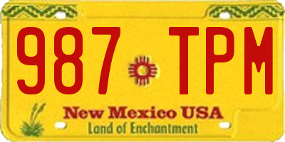 NM license plate 987TPM