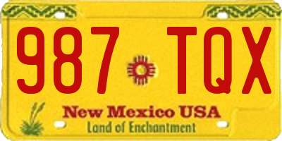 NM license plate 987TQX