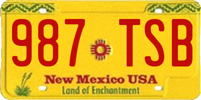 NM license plate 987TSB