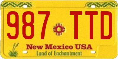 NM license plate 987TTD