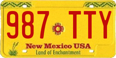 NM license plate 987TTY