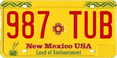 NM license plate 987TUB