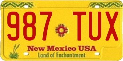 NM license plate 987TUX