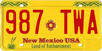 NM license plate 987TWA