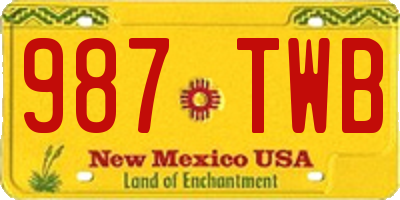 NM license plate 987TWB