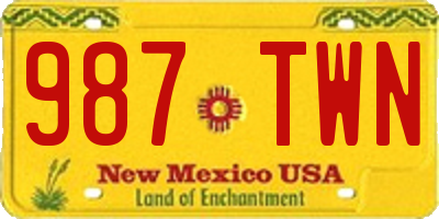 NM license plate 987TWN