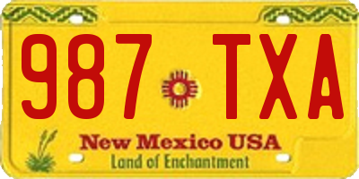 NM license plate 987TXA