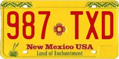 NM license plate 987TXD