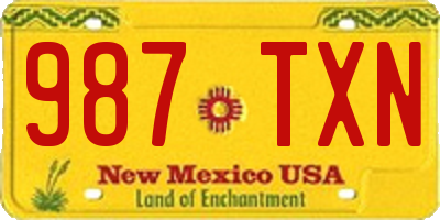 NM license plate 987TXN