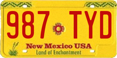 NM license plate 987TYD
