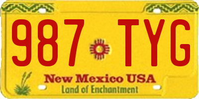 NM license plate 987TYG