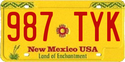 NM license plate 987TYK