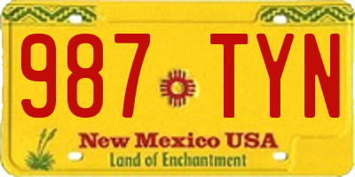 NM license plate 987TYN