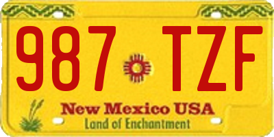NM license plate 987TZF