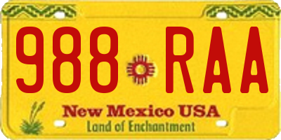 NM license plate 988RAA