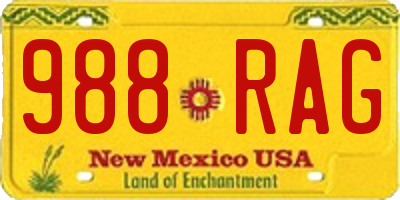 NM license plate 988RAG