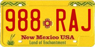 NM license plate 988RAJ