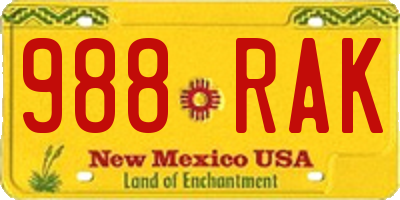 NM license plate 988RAK