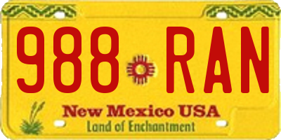 NM license plate 988RAN
