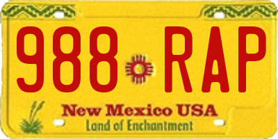 NM license plate 988RAP