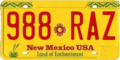 NM license plate 988RAZ