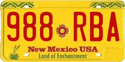 NM license plate 988RBA