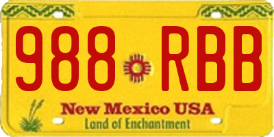 NM license plate 988RBB