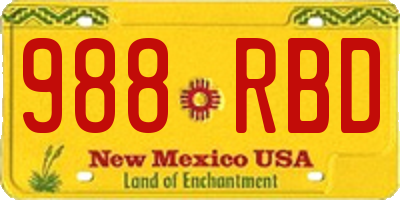 NM license plate 988RBD