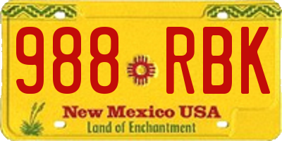 NM license plate 988RBK