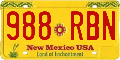 NM license plate 988RBN