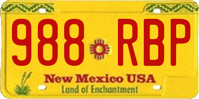 NM license plate 988RBP