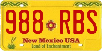 NM license plate 988RBS